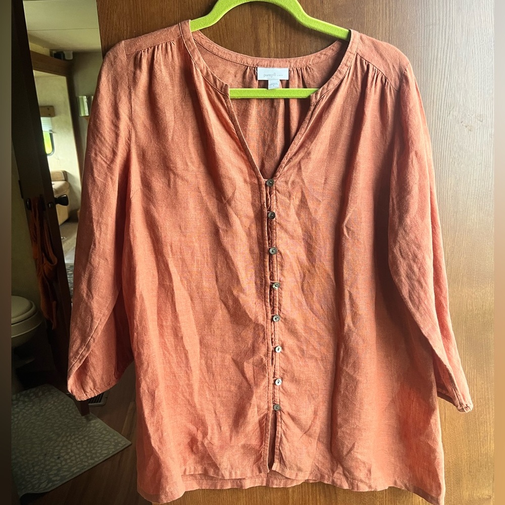 Purejill jjill 100% linen blouse